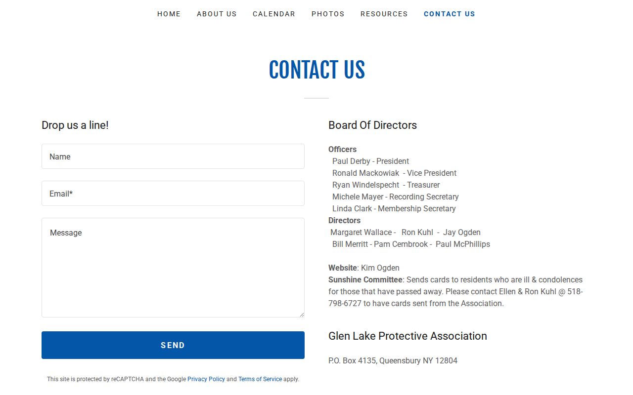 Queensbury neighbors community association contact page